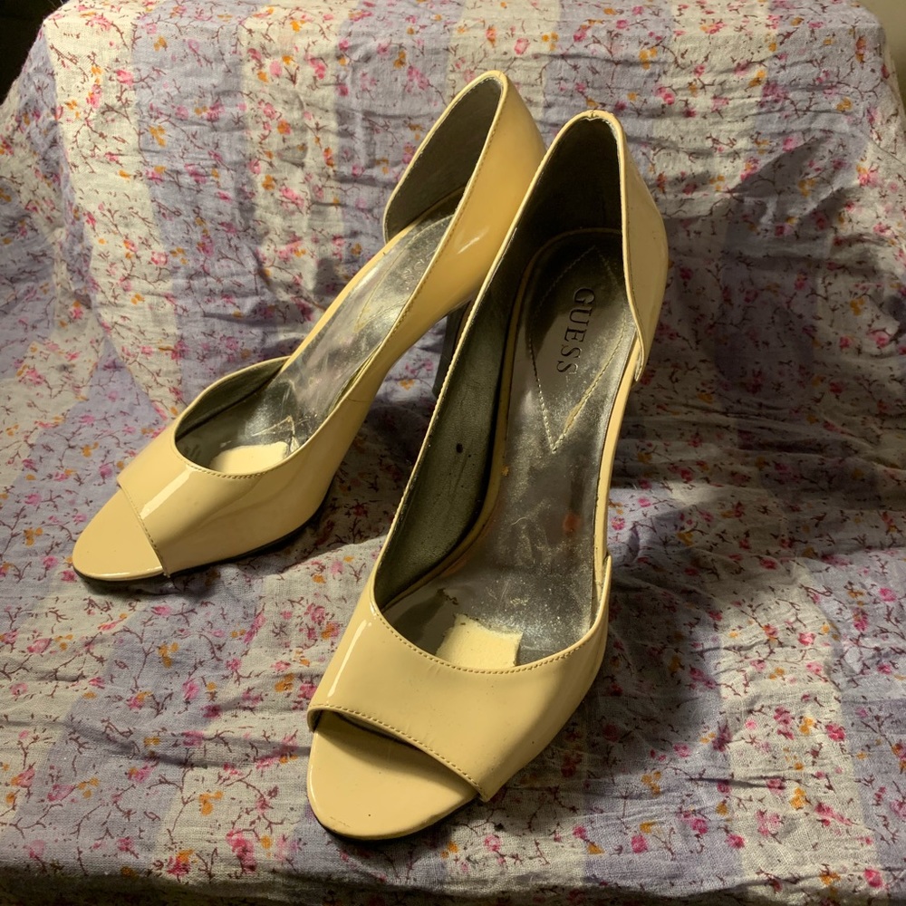 Guess Tan Peek-a-boo Cut Out Women’s Heels